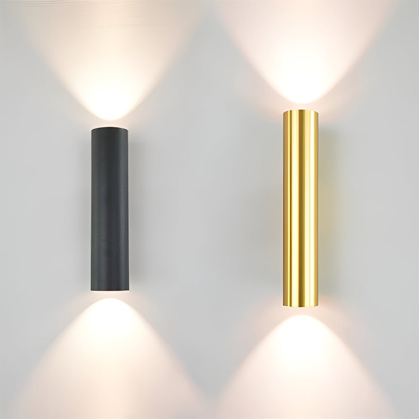 Væglampe med dobbelt hoved - guld væglampe - cylinder væglampe