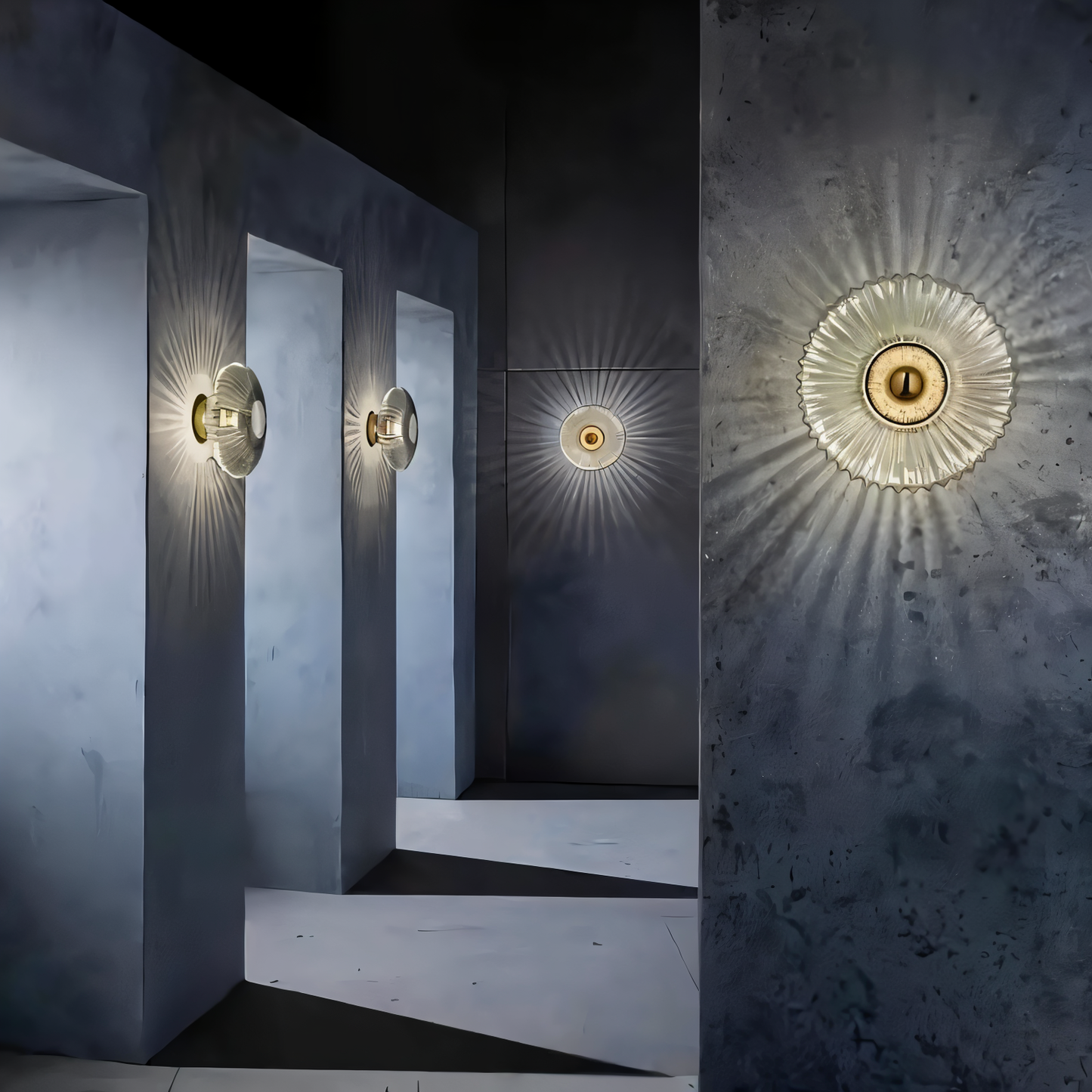 Enchantaray-væglampe - nordisk bauhaus-væglampe i glas - bølget rund væglampe led