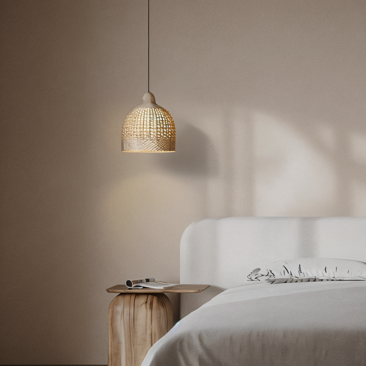 Vævet kuppelpendel - håndlavet loftslampe i bambus