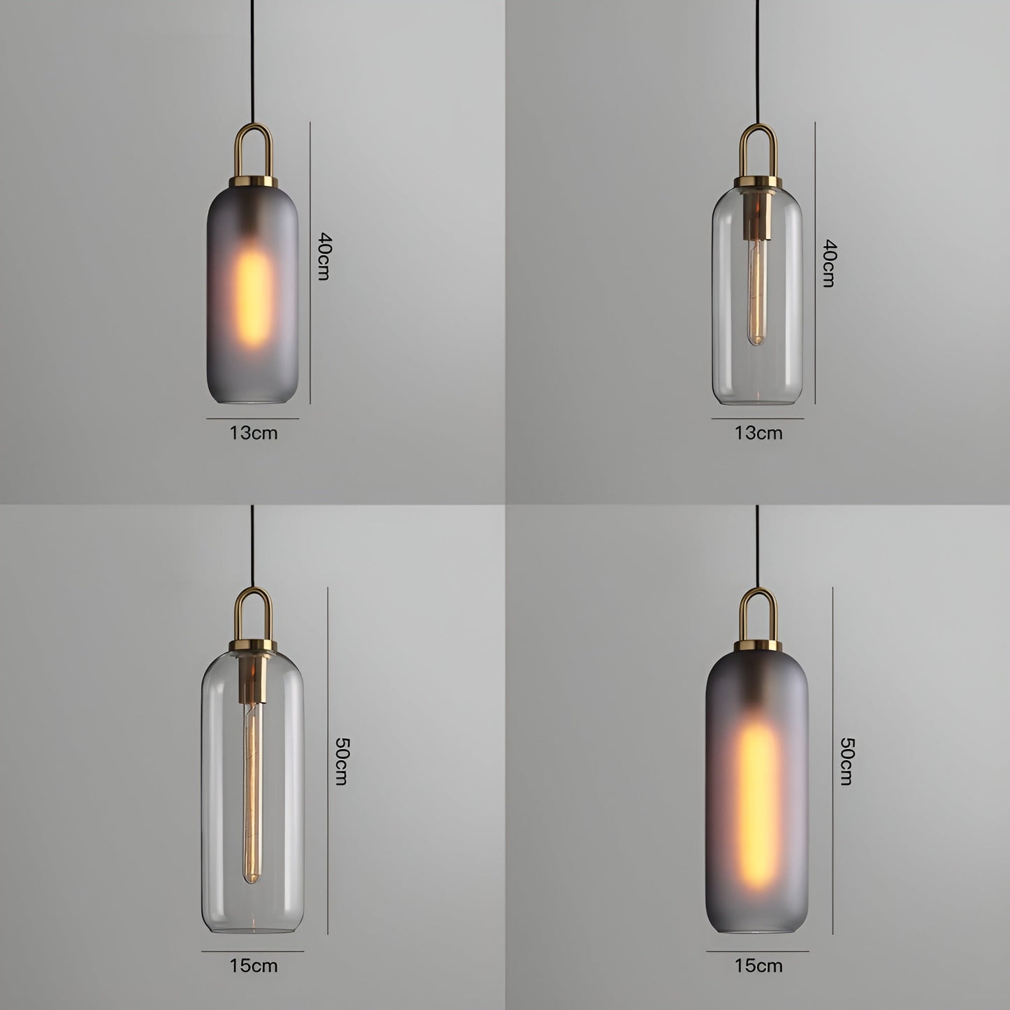 Glassgleam pendel - ensidig vintage glaskuglelampe