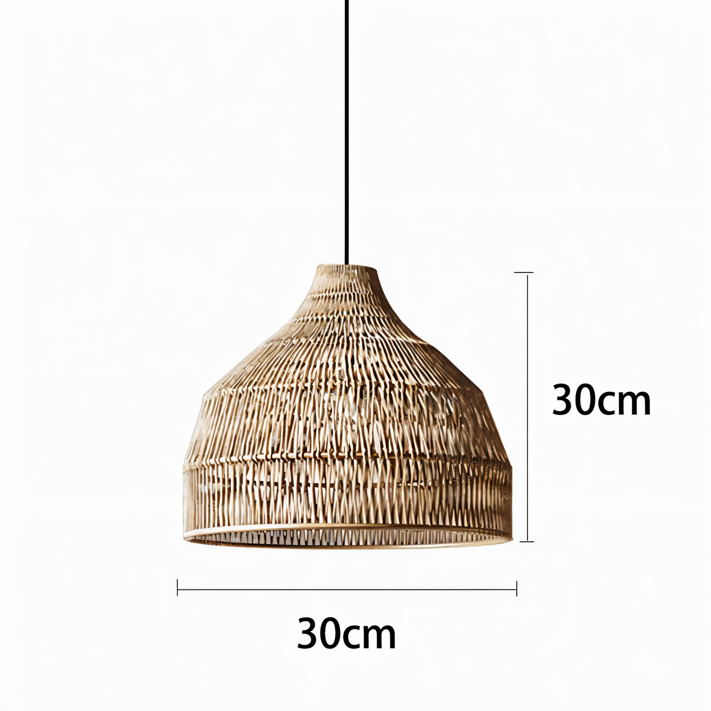 Hatwicker pendellampe - hængelampe i brun-beige konisk rattan - nedadrettet lys