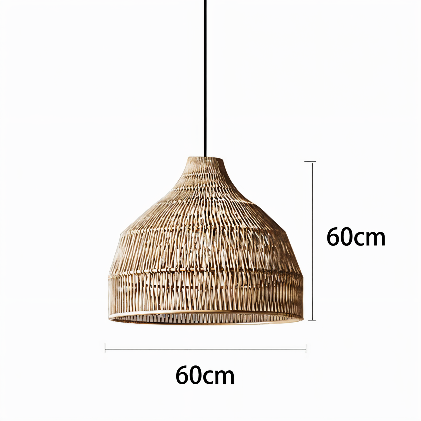 Hatwicker pendellampe - hængelampe i brun-beige konisk rattan - nedadrettet lys